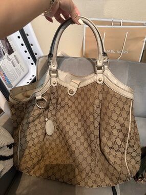 Gucci Brown GG Monogram Shoulder Bag with Keyring Accent